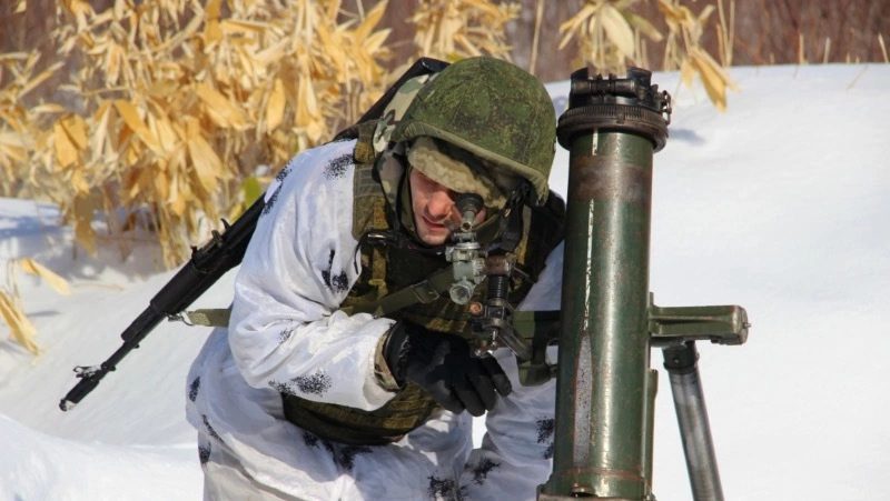 Минометчики ВВО отработали методику беглой стрельбы на сахалинском полигоне