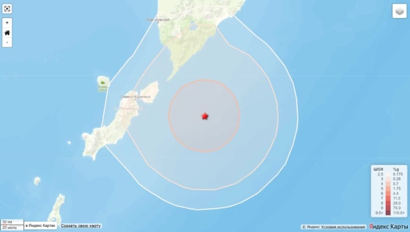 Землетрясение силой до двух баллов ощутили жители Северо-Курильска