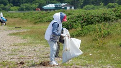 Жители Сахалина собрали 100 мешков мусора на берегу залива Мордвинова 15 июля