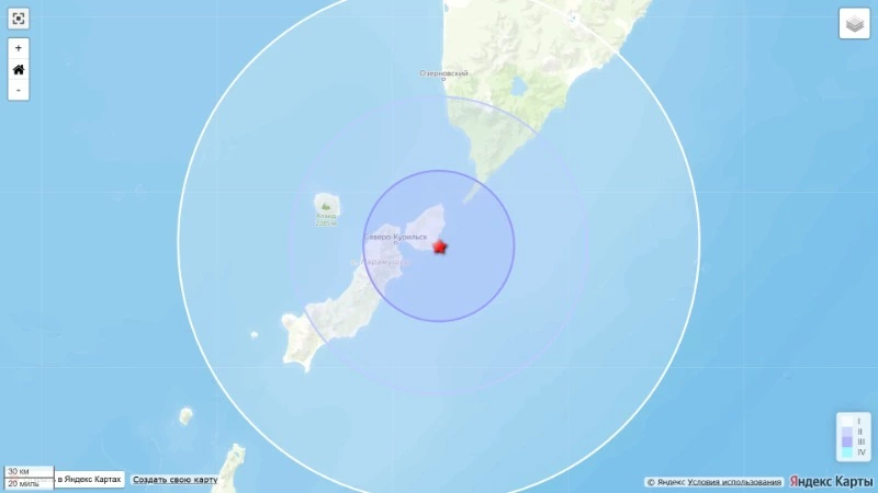 Ощутимое землетрясение произошло у берега Парамушира утром 6 апреля