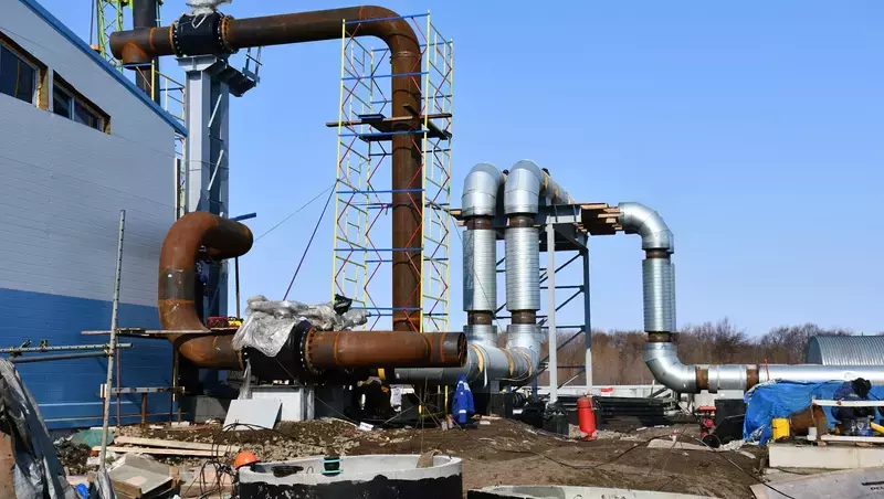 В Поронайске продолжают строительство газовой котельной мощностью 60 МВт