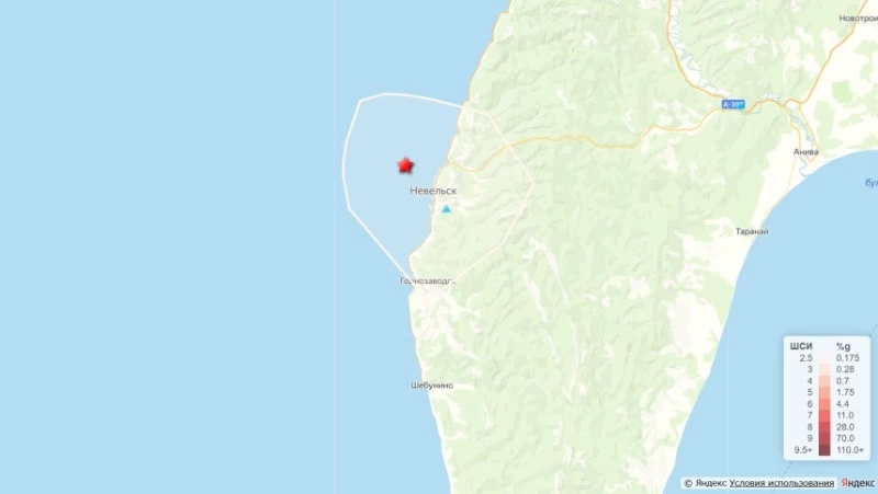 Землетрясение произошло у берега Невельска