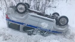В Южно-Сахалинске полицейские кувыркнулись на авто около поста ГИБДД