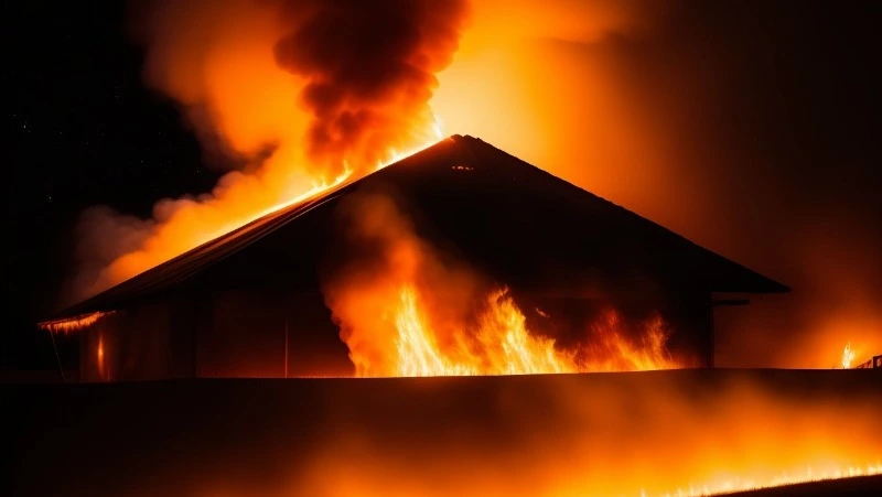 Деревянный гараж вспыхнул вечером в Углегорском районе 5 августа