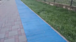 Загадочная синяя велодорожка появилась в Южно-Сахалинске