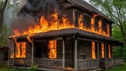 Вспыхнувший частный дом в Южно-Сахалинске потушили за полтора часа