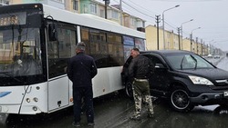Автобус и «Хонда» не поделили дорогу в Новом Дальнем