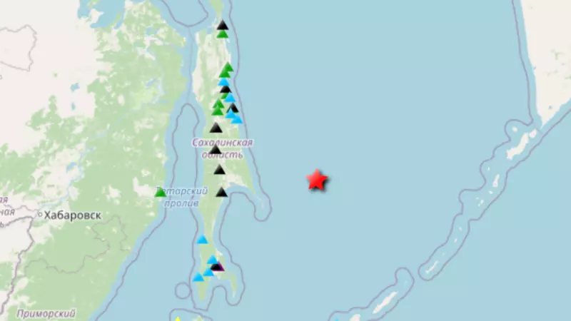 К востоку от Сахалина произошло землетрясение