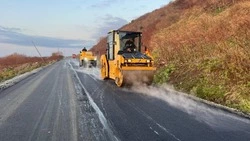 В Невельском районе на участке между селами Калинино и Заветы Ильича уложили 1,5 км асфальта