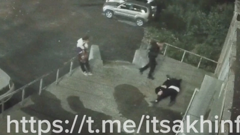 Драку пьяных мастеров кунг-фу записали камеры в Южно-Сахалинске 