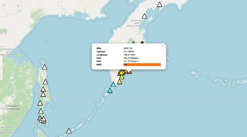 Землетрясение магнитудой 7,2 произошло у берегов Камчатки