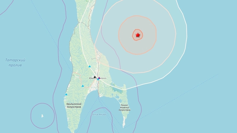 Три землетрясения произошли у берегов Сахалина