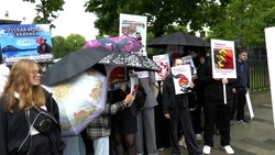 Сахалинцы вышли с протестом к зданию генерального консульства Японии в областном центре