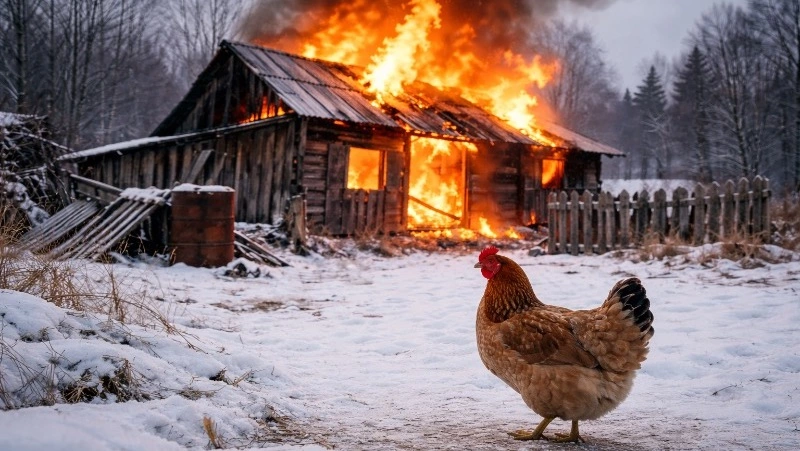 Двадцать кур сгорели при пожаре на юге Сахалина
