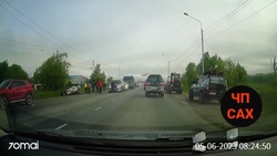 Авария на улице Железнодорожной в Южно-Сахалинске собрала пробку утром 5 июня