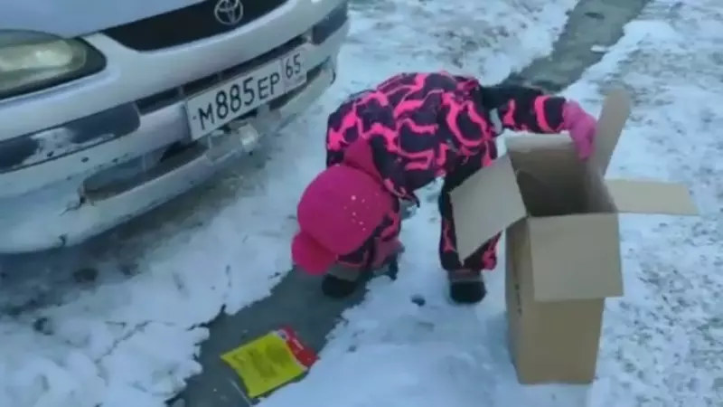 Маленькая девочка в Поронайске в одиночку борется с кучами мусора в своем дворе