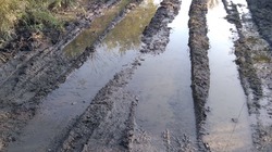 Грейдер превратил в грязевое болото дорогу в экс-столице Сахалина