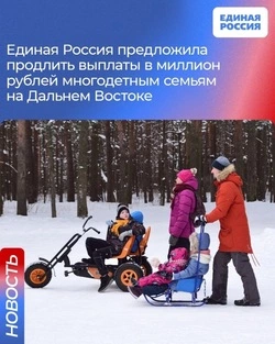 Единая Россия предложила правительству продлить выплаты многодетным семьям в ДФО до 2029 года