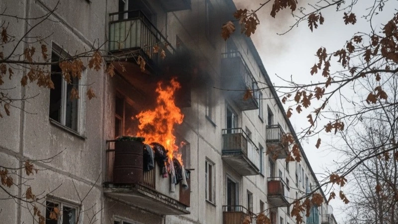 В Охе едва не сгорел расселенный многоквартирный дом из-за мусора на балконе